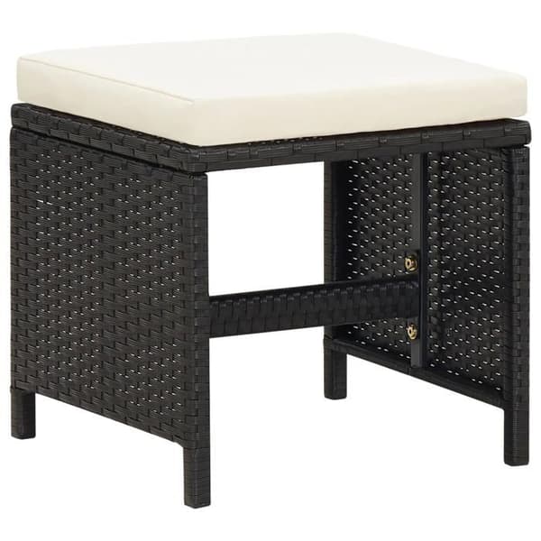 Maison Exclusive - Trädgårdsstolar set om 4 med kuddar, flätad resin, svart