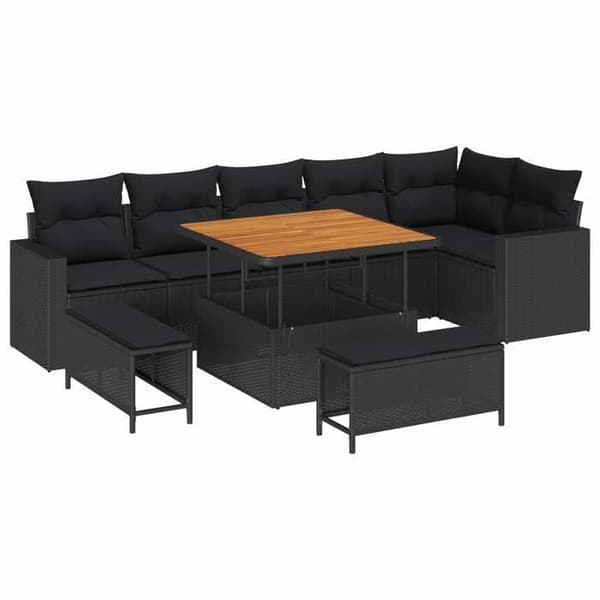 Maison Exclusive - 9 stk. have-sofa sæt i sort polyrotin Svart