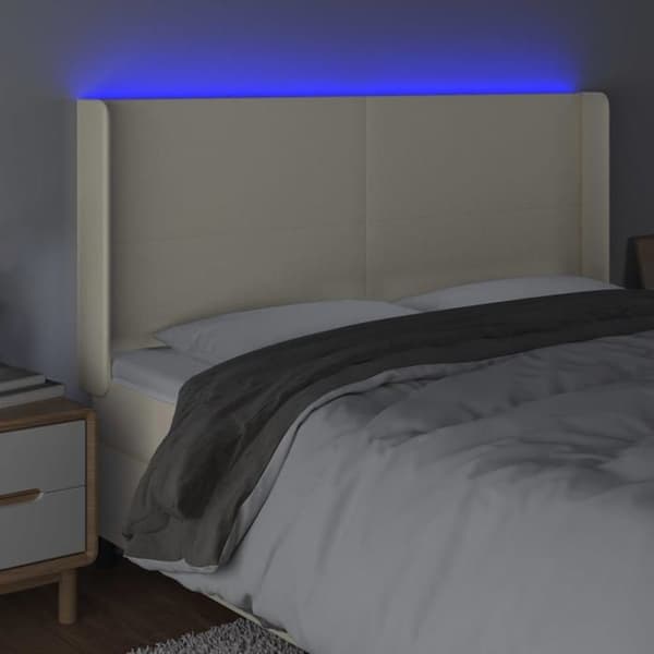 Maison Exclusive - LED Hovedgærde Creme 203x16x118/128 cm Simililæder