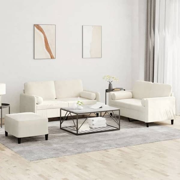 Maison Exclusive - Sæt af 3 sofaer med creme velour puder