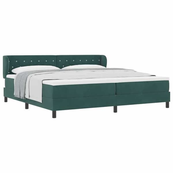 Maison Exclusive - Resårmadrass med mörkgrön säng 200 x 200 cm Sammet Mörkgrå