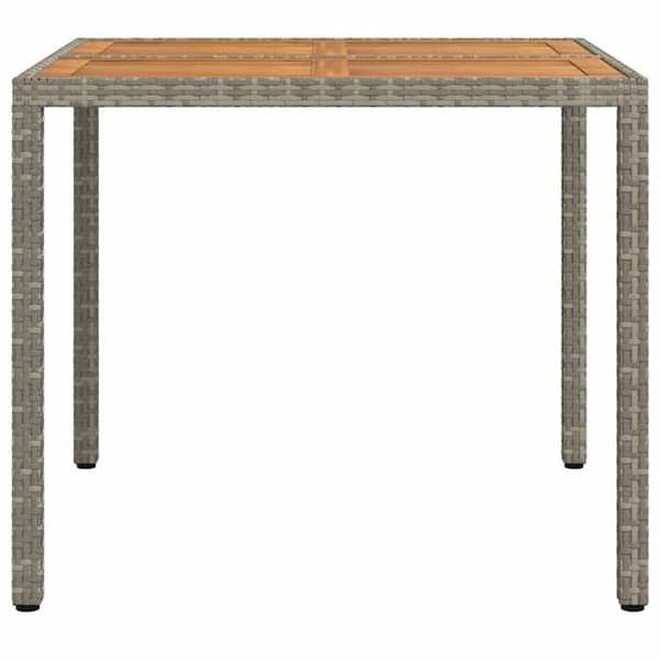 Puutarhapöytä - EXKLUSIIVINEN KOTI - Neliö 90x90x75 cm - Polyrottinki - Teräsrunko pinnoitettu - Harmaa Grå