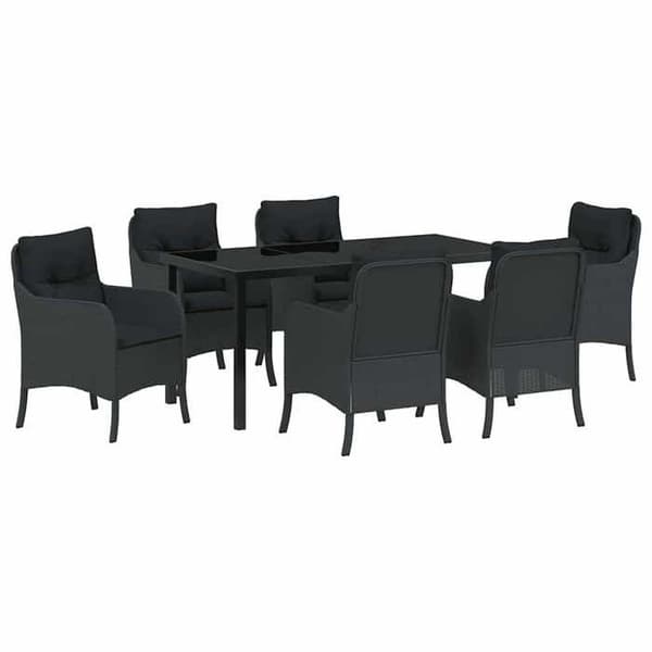 Maison Exclusive - 7 pc have spisebordssæt i sort polyrotin Svart