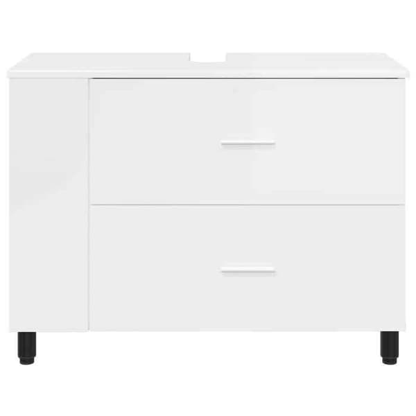 Maison Exclusive - Badrumsspegel med enhet Vit glansig 80 x 35 x 60 cm