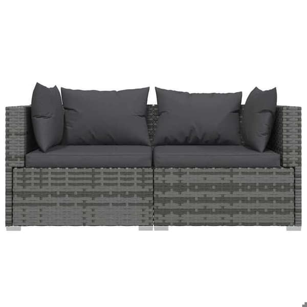 Maison Exclusive - Trädgårdsmöbler 3 delar med kuddar Grå Flätad resin