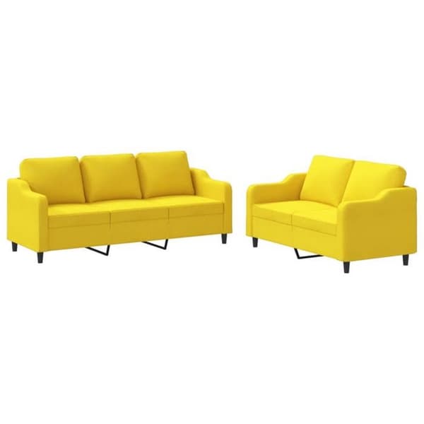 Maison Exclusive - Sæt af 2 sofaer med puder Lys gul Stof
