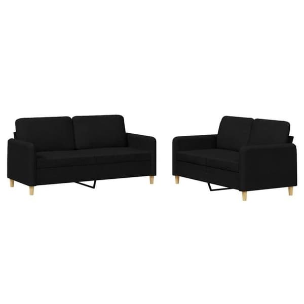 Maison Exclusive - Sæt af 2 sofaer med puder Sort Stof