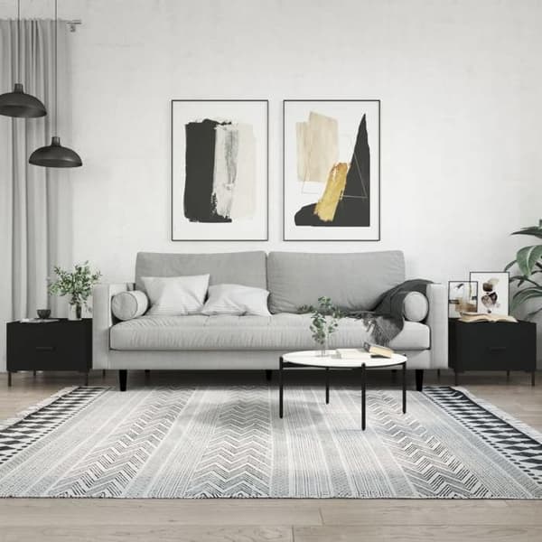 Bord - EKSKLUSIV HUS - Sæt af 2 - Sort ingeniørtræ - Skuffe - 50x50x40 cm Svart