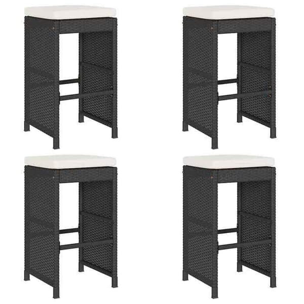 Maison Exclusive - Barstolar för trädgård och kuddar, set om 4, flätad resin