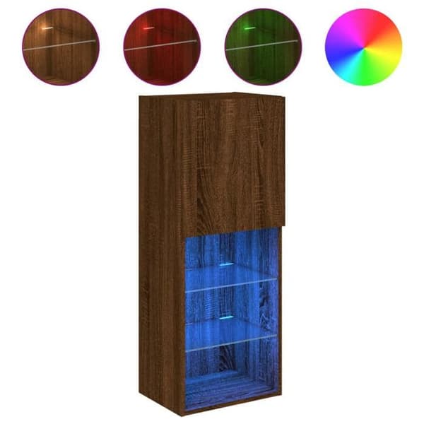 Maison Exclusive - TV-møbel med LED-lys, brunt egetræ 40,5x30x102 cm