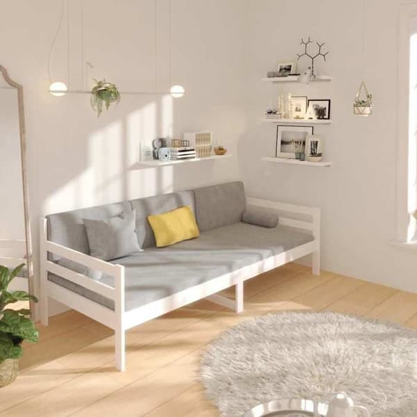 Dagseng - EKSKLUSIV HUS - 90x190 cm - Massiv fyr - Lamelseng - Hvid Vit