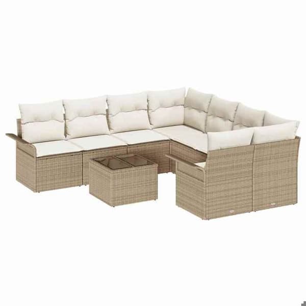 Trädgårdsmöbler - EXKLUSIVT HUS - Set 9 delar - Beige - Polyrotin - Modulär beige