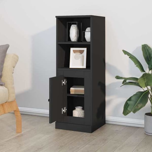 Maison Exclusive - Sort høj buffet 36x35,5x103,5 cm ingeniørtræ