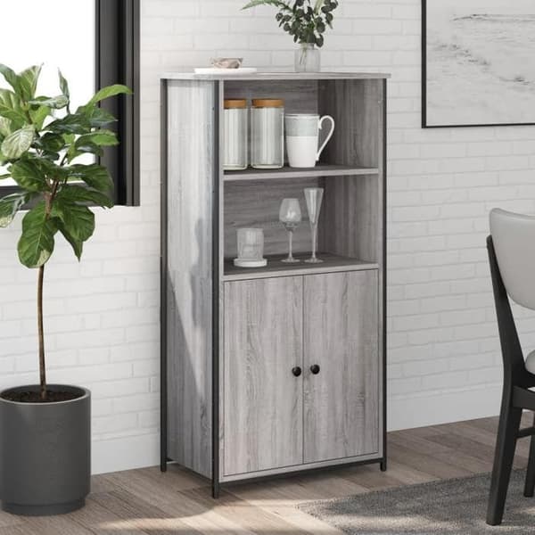 Maison Exclusive - Buffé hög sonoma grå 62x36x121,5 cm ingenjörsträ