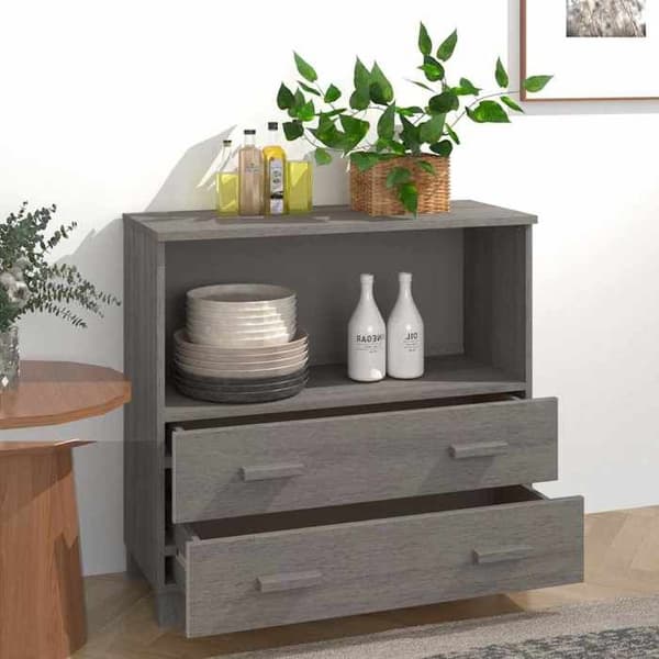 Maison Exclusive - Buffé HAMAR Ljusgrå 85x35x80 cm Massivt furu