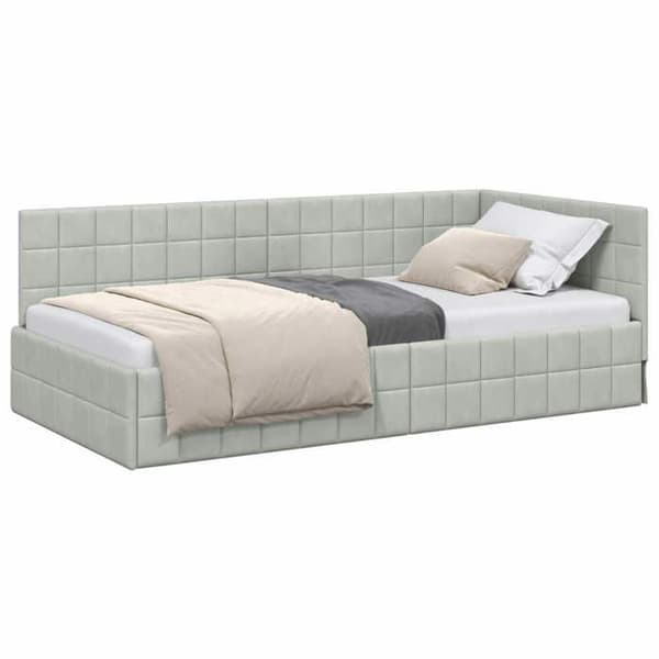 Maison Exclusive - L-formet sengestel Lys grå 100 cm x 200 cm Velour
