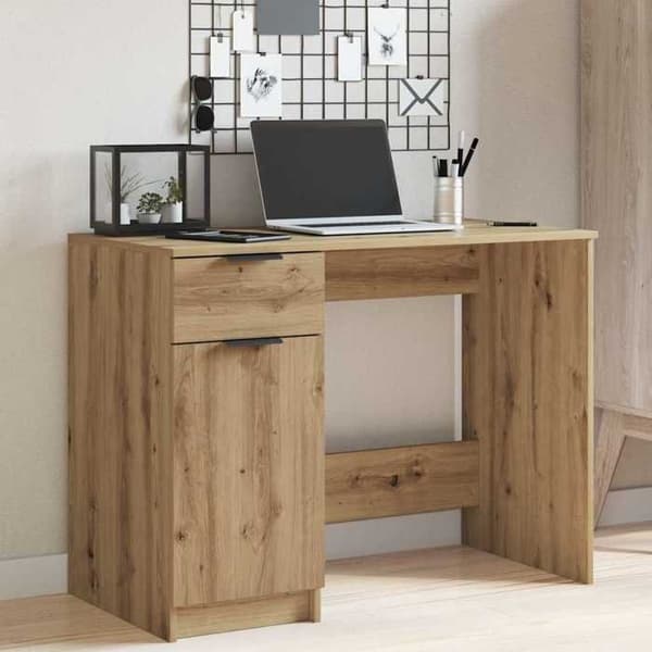 Maison Exclusive - Håndlavet egetræskontor 100x50x75 cm ingeniørtræ