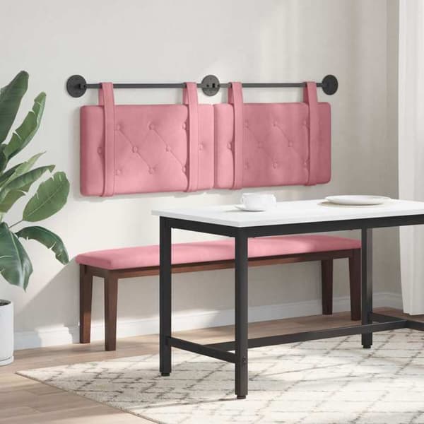 Senggavl hængende - EKSKLUSIV HUS - Rektangulær - Rosa velour - Knappet - Vægmontering Ros