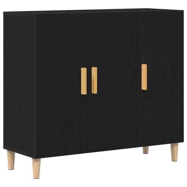 Maison Exclusive - Buffet Sort egetræ 90 x 34 x 80 cm Ingeniørtræ svart ek