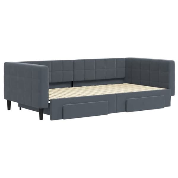 Päivävuode - EXCLUSIVE KOTI - 100x200 cm - Daybed - 2 laatikkoa - Harmaa sametti