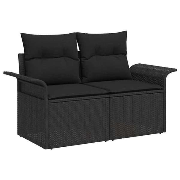 Maison Exclusive - 7 osan musta polyrottinkinen puutarhakalustesetti