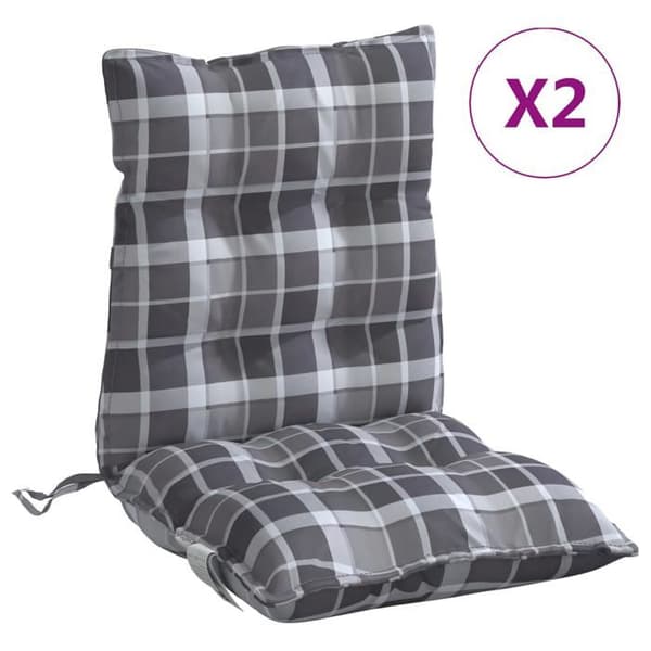 Maison Exclusive - Stolar med låg ryggstöd, 2-pack, grå rutmönster