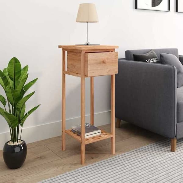 Maison Exclusive - Sidobord med låda 25x25x60 cm Massivt valnötsträ