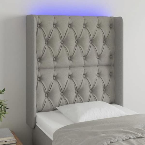Maison Exclusive - LED-päätyharso Vaaleanharmaa 83x16x118/128 cm Kangas ljusgrått