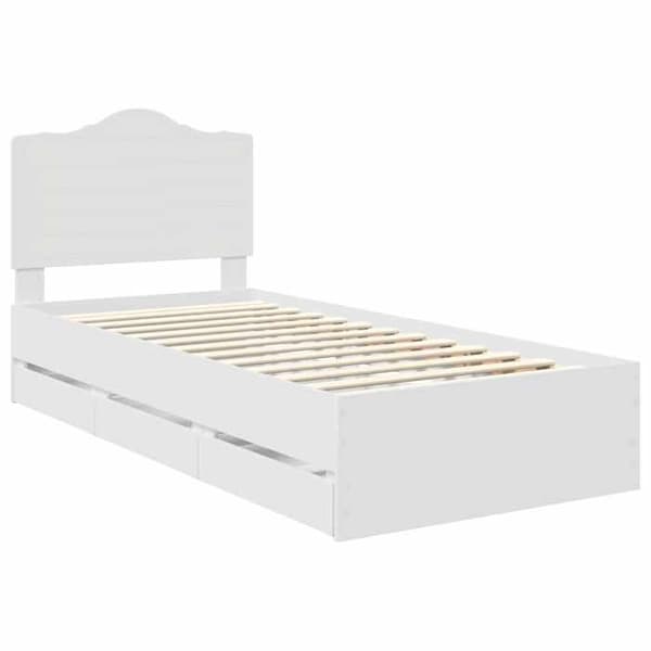 Maison Exclusive - Sängram med låda Vit 90 x 200 cm Ingenjörsträ