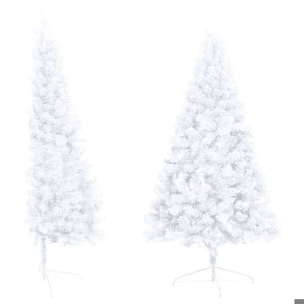 Halv julgran - EXKLUSIV HEM - 120 cm - Förbelyst LED - Kulor och topp - Vit Vit
