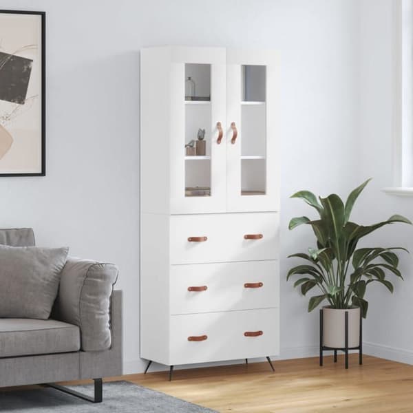 Maison Exclusive - Buffé hög Vit 69,5x34x180 cm Ingenjörsträ
