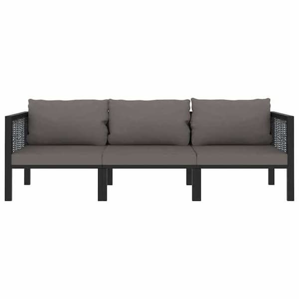 Maison Exclusive - 3-sitssoffa med kuddar i antracitfärgad flätad resin