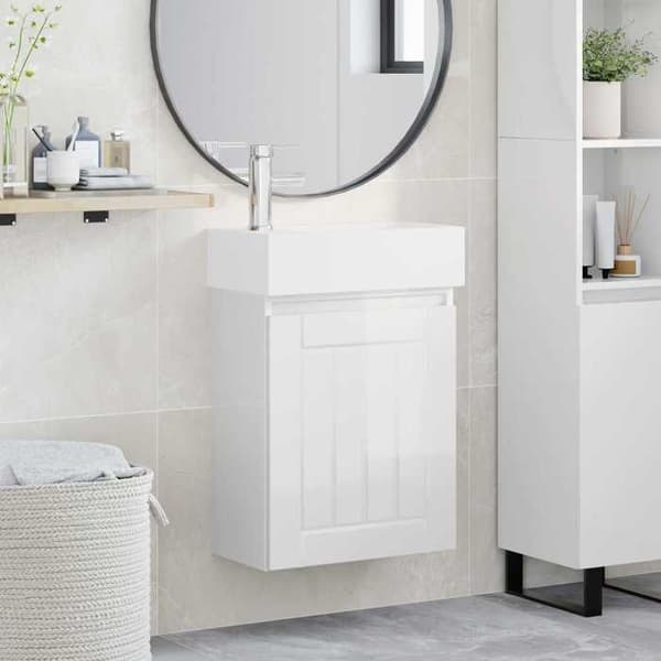 Maison Exclusive - Badeværelsesmøbel med blank hvid vandhane