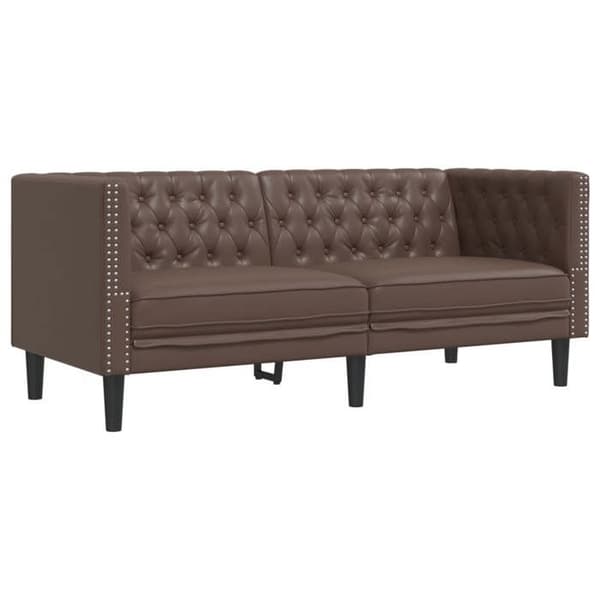 Maison Exclusive - Chesterfield sofa sæt 2 stk brun kunstlæder