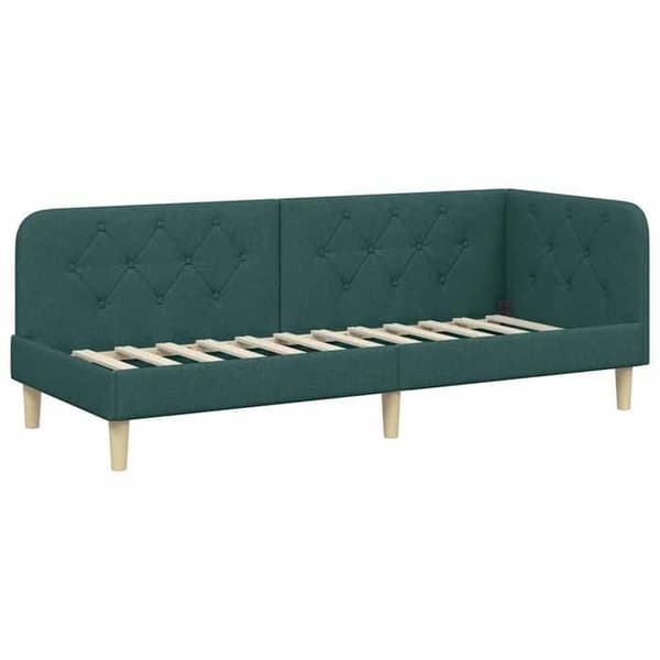 Maison Exclusive - Mörkgrön hörnsängram 80 x 200 cm tyg