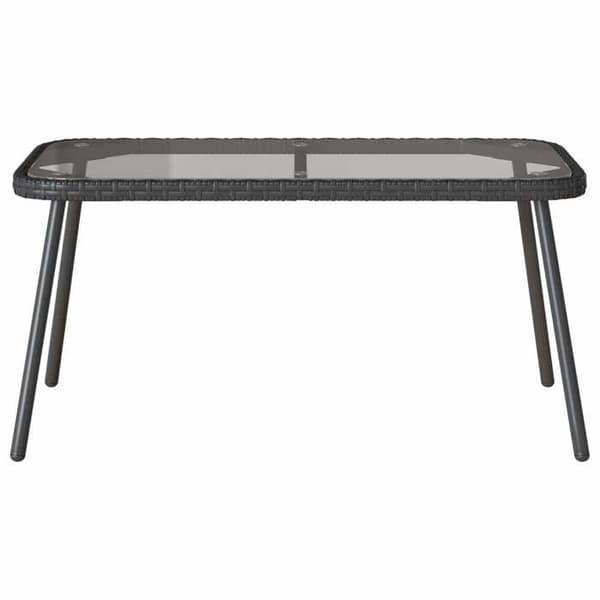 Bord - EKSKLUSIV HUS - 90 x 45 x 43 cm - Poly rattan - Glasplade - Sort