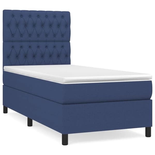 Maison Exclusive - Sengestel med springmadras Blå 90x200 cm Stof