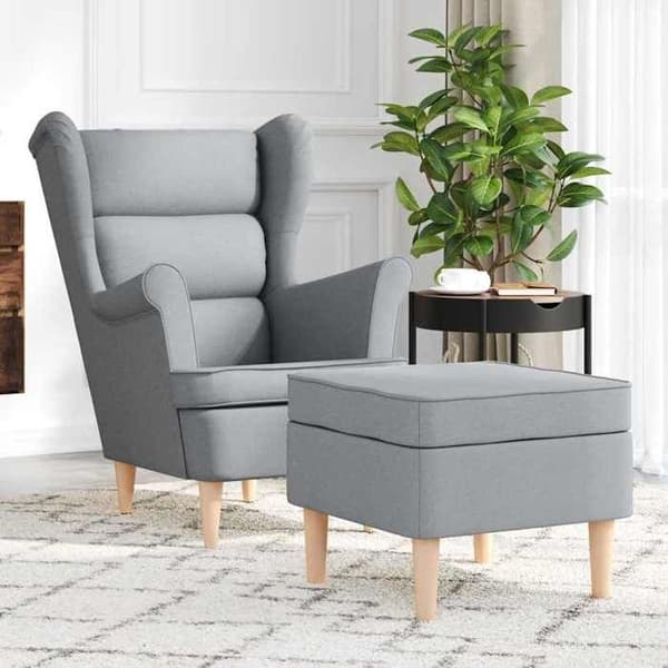 Maison Exclusive - Tuoli jalkatuella Vaaleanharmaa Kangas
