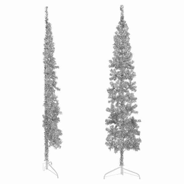 Maison Exclusive - Halv konstgjord julgran med silverstöd 240 cm Silver