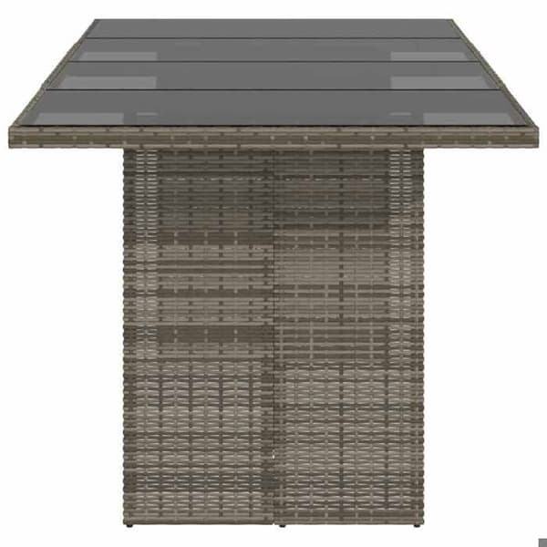 Maison Exclusive - Trädgårdsbord med grått glas och flätad resin
