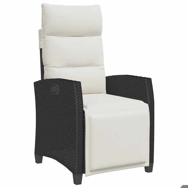 Maison Exclusive - Justerbar havestol med sort polyrotin sidebord Svart