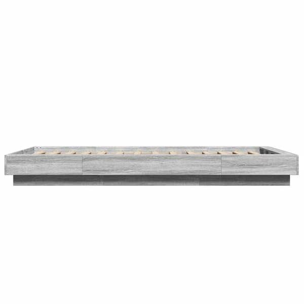 Maison Exclusive - Sengestel og LED-lys uden madras sonoma grå 75x190 cm sonoma grå