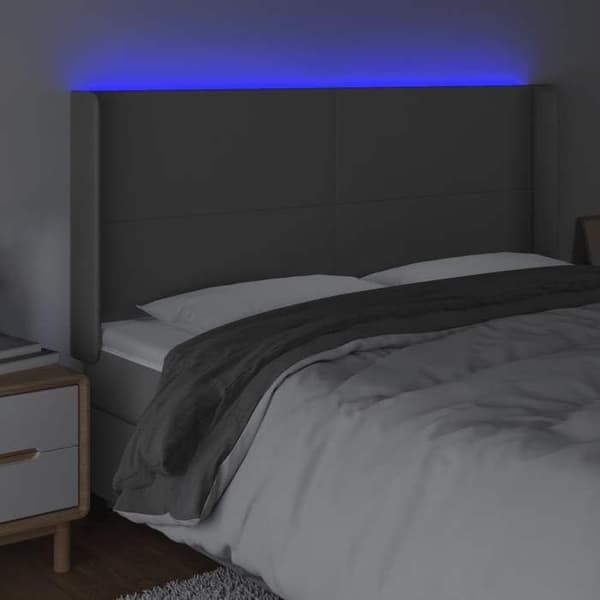 Maison Exclusive - LED Hovedgærde Grå 203x16x118/128 cm Syntetisk Læder