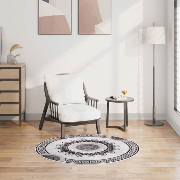 Maison Exclusive - Vaskbar skridsikker tæppe φ120 cm sort og grå