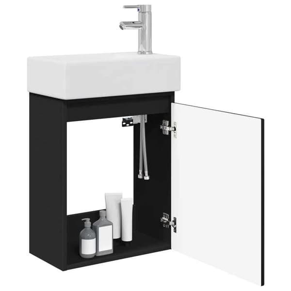 Maison Exclusive - Badeværelsesmøbel med sort vandhane 45,5 x 22,5 x 84 cm