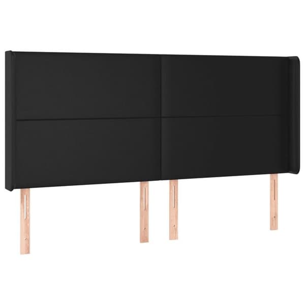 Maison Exclusive - LED Hovedgærde Sort 203x16x118/128 cm Syntetisk Læder
