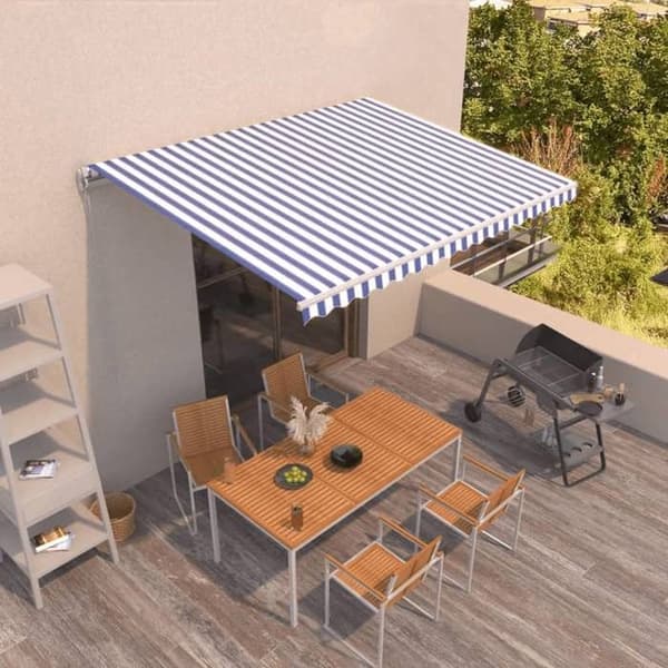 Maison Exclusive - Fällbart tak i blått och vitt 400 × 350 cm Blå och vit