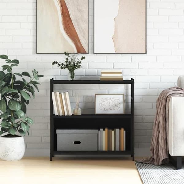 Maison Exclusive - Bibliotek sort 80x30x78,5 cm ingeniørtræ og jern