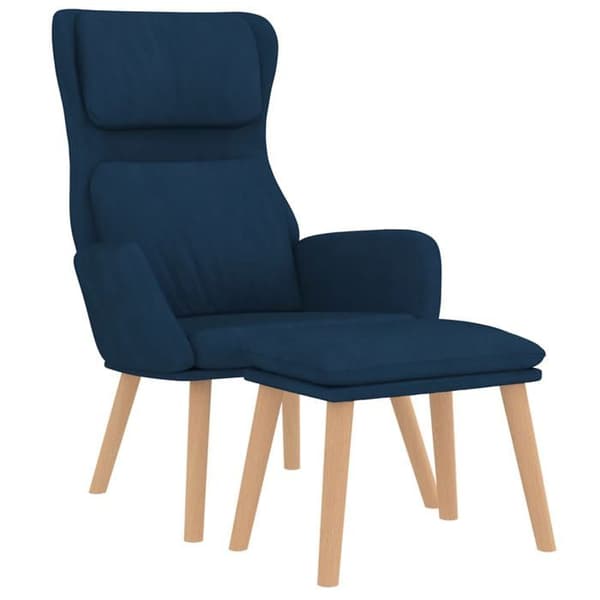 Maison Exclusive - Afslapningsstol med skammel Blå Velour