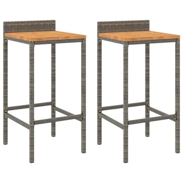 Maison Exclusive - Barstolar set om 2 grå vävd resin och akaciaträ